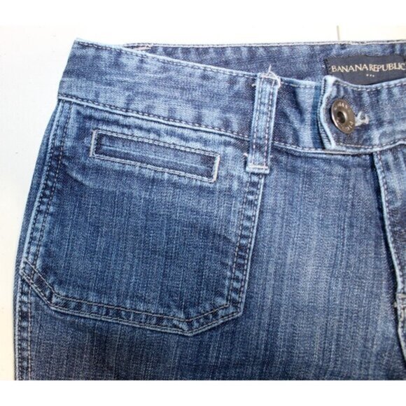 Women Banana Republic Stretch Mid Rise Jeans Denim Sz: 4 Blue Boot Cut 6 Pockets - Picture 3 of 8